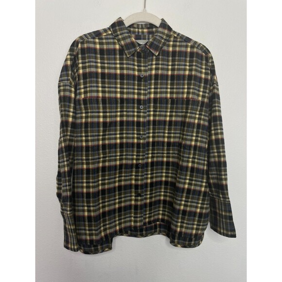 Everlane XS The Boxy Flannel Shirt Beech Plaid Button Down Long Sleeve Retro NWT - Picture 4 of 15